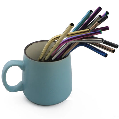 Reusable 304 Stainless Steel Drinking Straws Set with Cleaning Brush