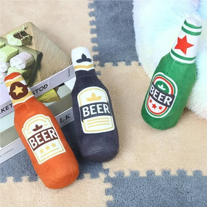 Beer Bottle Plush Squeaky Dog & Cat Toy