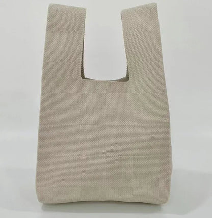 Handmade Knit Mini Tote Bag – Women’s Stripe Wrist Handbag