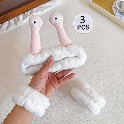 Coral Velvet Spa Headband & Wrist Towel Set