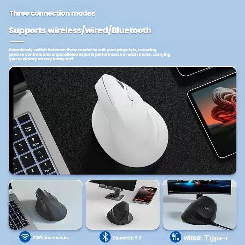 Triple-Mode Vertical Wireless Mouse