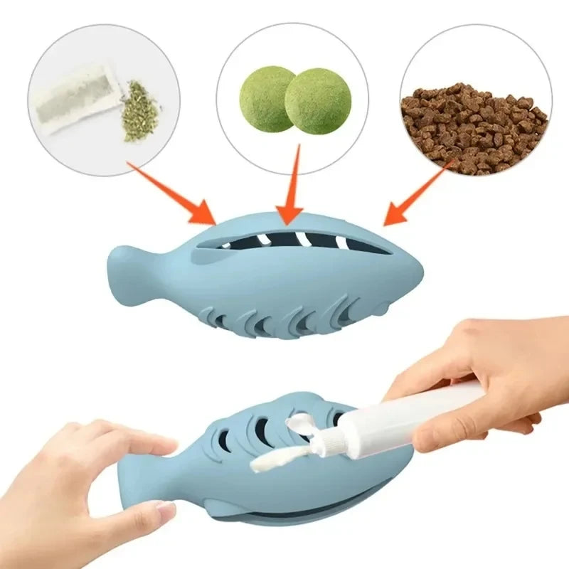 Octopus Silicone Cat Chew Toy with Treat Puzzle Feeder