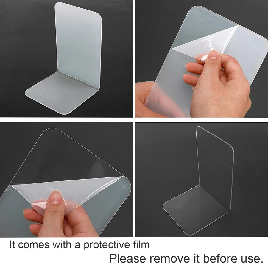 Clear Acrylic Bookends Set