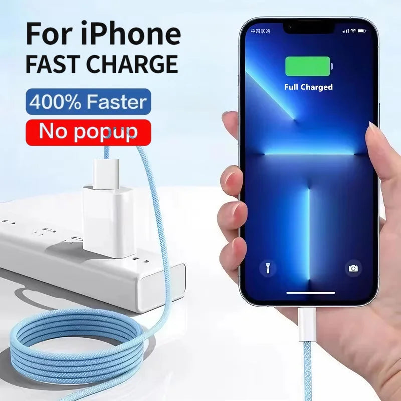 20W Braided Lightning Charging Cable with Reinforced Nylon Weave