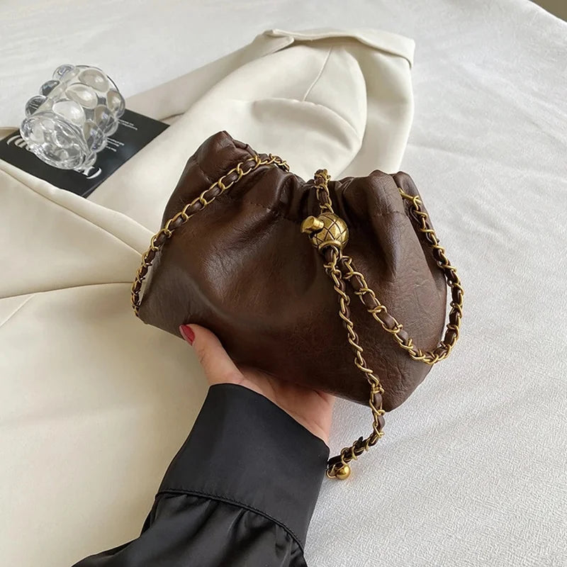 Pleated Chain Shoulder Bag for Women