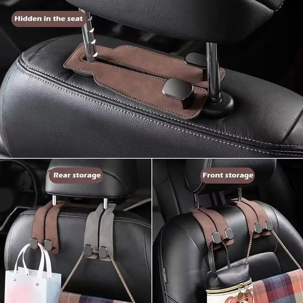 2 in 1 Car Premium Suede Hanging Dual Hook
