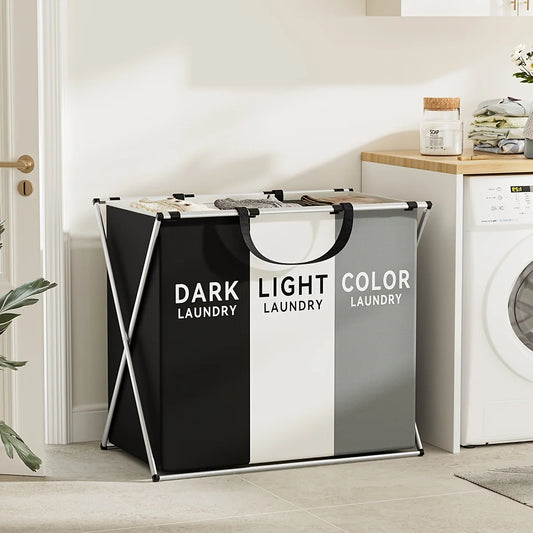 3 Section Foldable Laundry Hamper