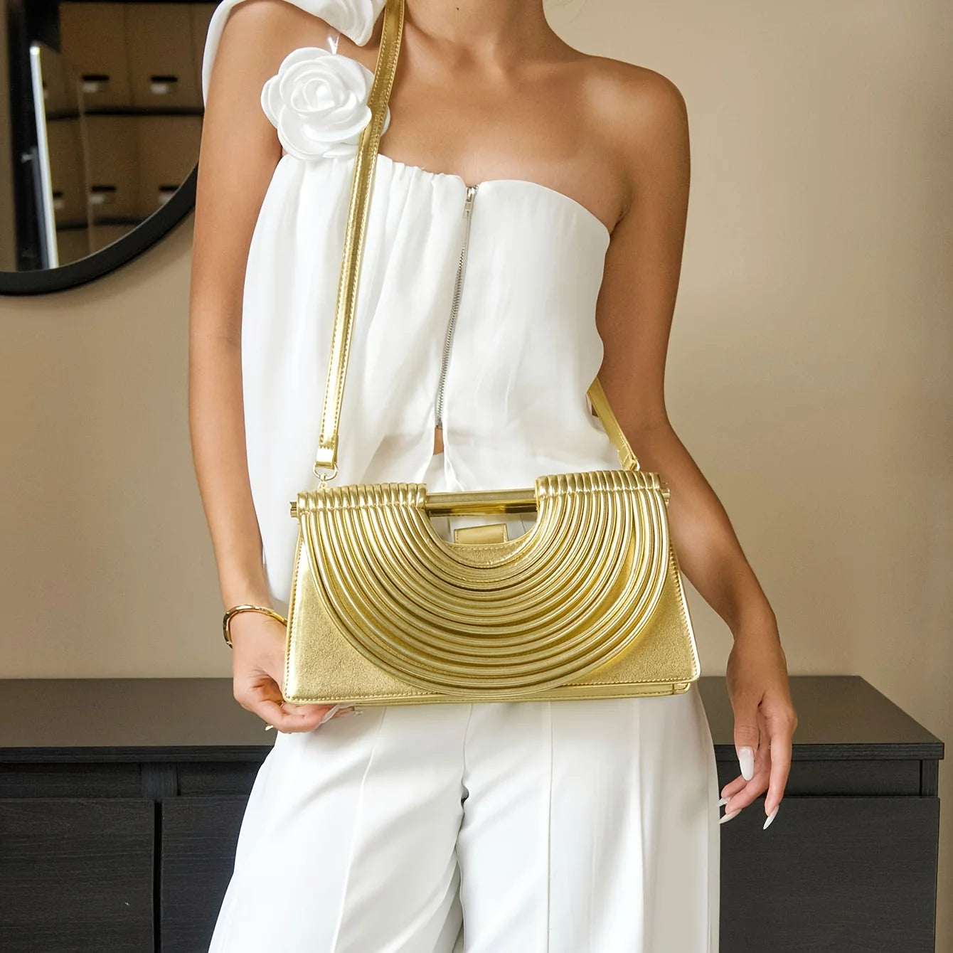 Gold Handwoven Evening Handbag