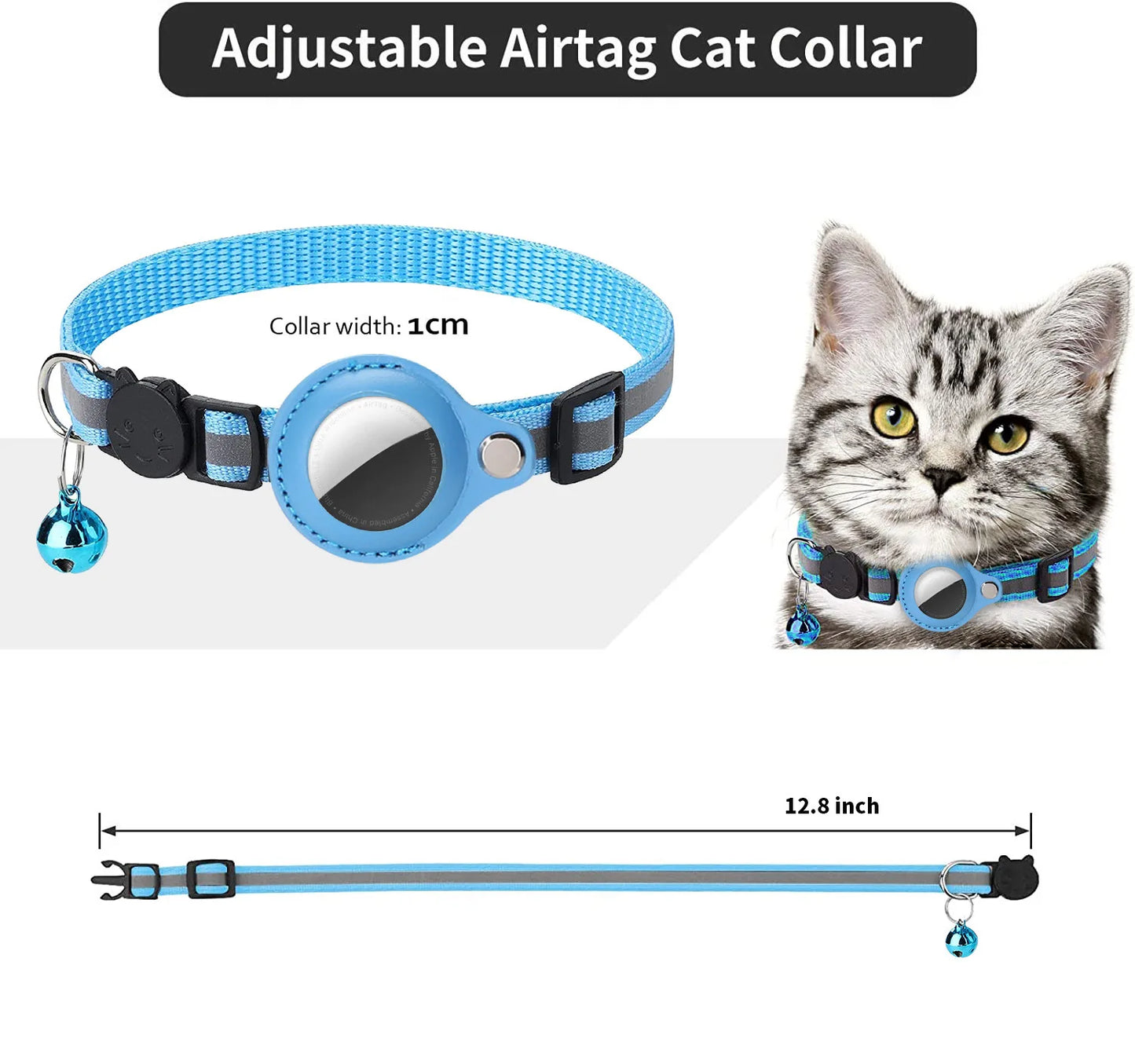 Adjustable Kitten Collar with AirTag Case
