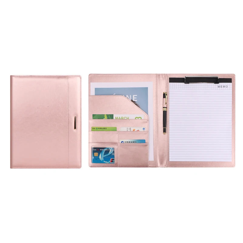A4 Leather Business Padfolio Clipboard Folder