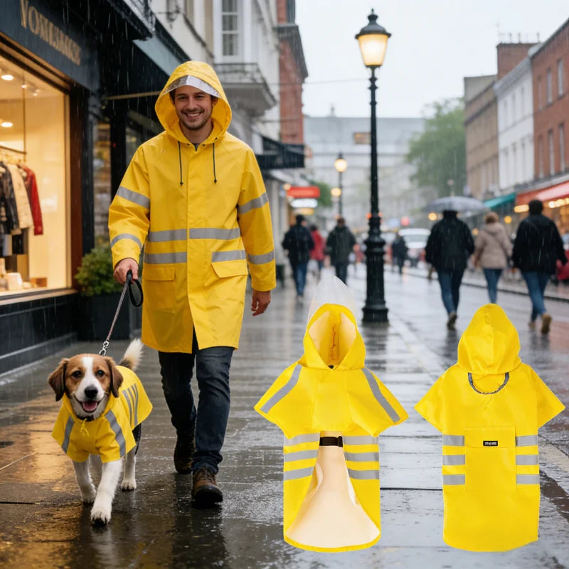 Waterproof Reflective Hooded Dog Raincoat