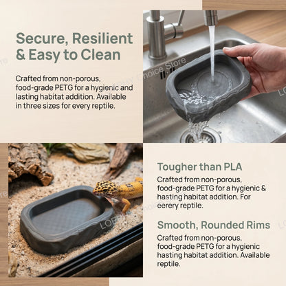 Stone Style Reptile Water Dish Bowl