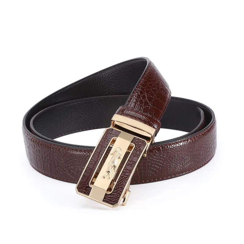 Men’s Crocodile Pattern Automatic Buckle Belt