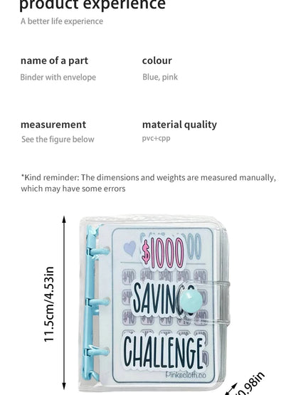 Mini PVC Budget Binder for Cash Stuffing & Saving Goals