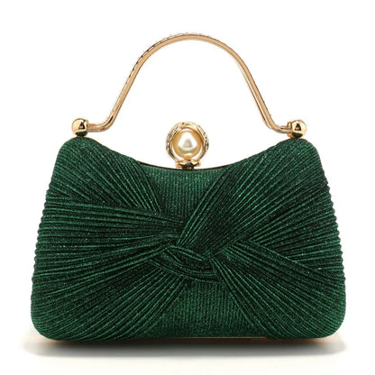Bow Ruched Evening Clutch Bag