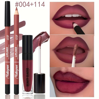 Waterproof Velvet Lip Liner Duo – Long-Lasting Matte Lip Makeup Pencil