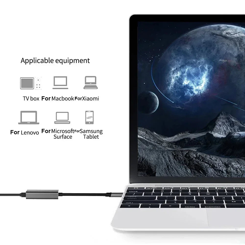 USB Type-C Gigabit LAN Adapter for MacBook, Windows & Android