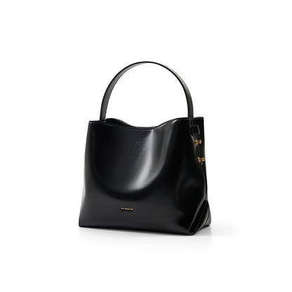 LA FESTIN Split Leather Bucket Tote Bag