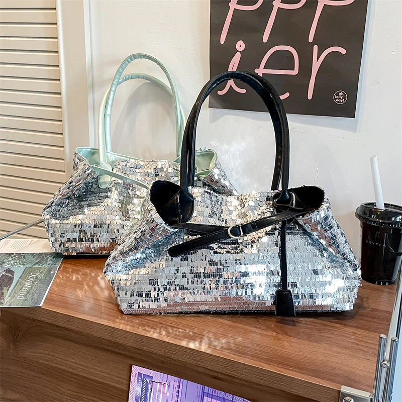 Sequined Underarm Shoulder Tote Bag