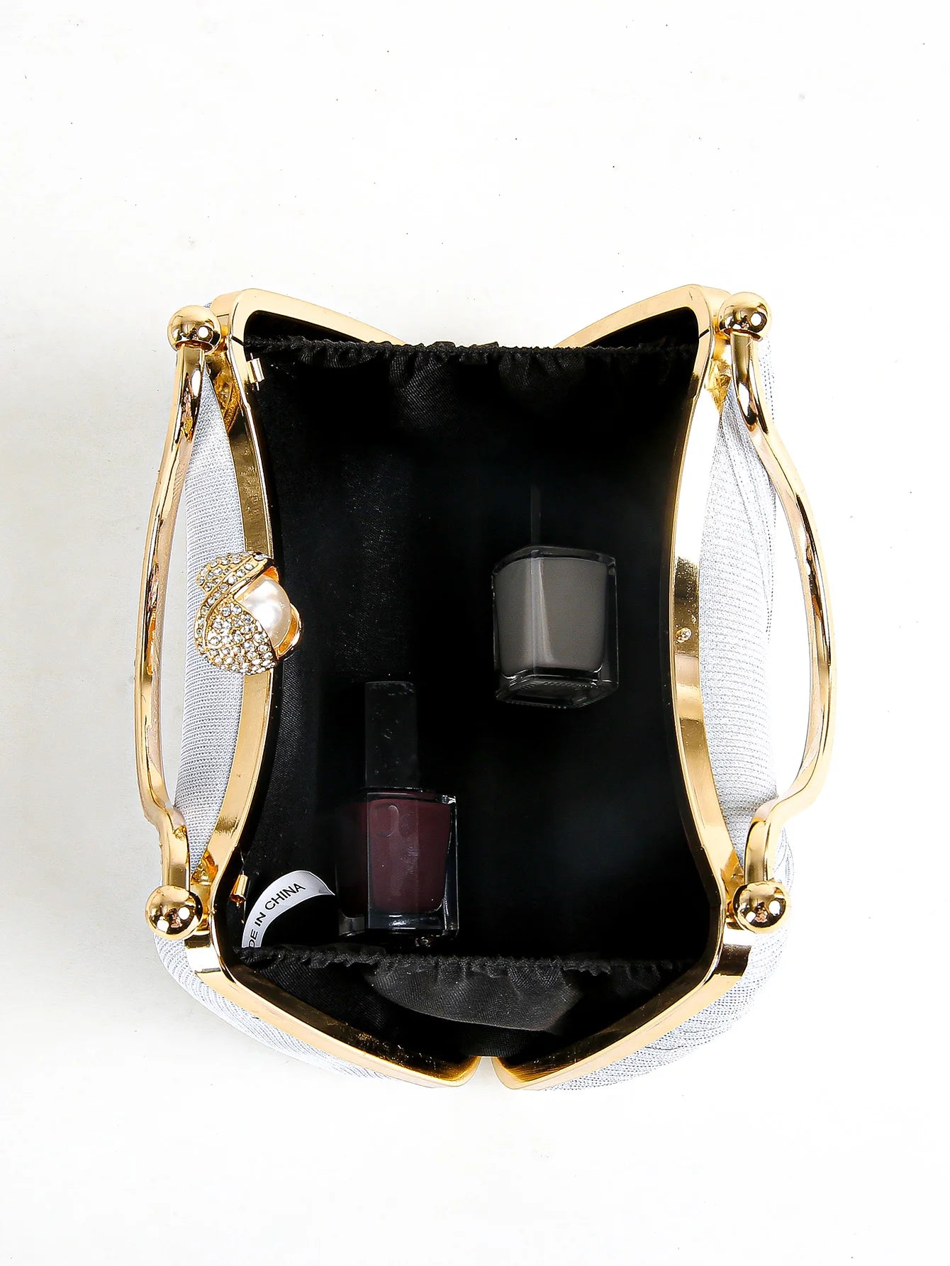 Ruched Glitter Evening Clutch Bag