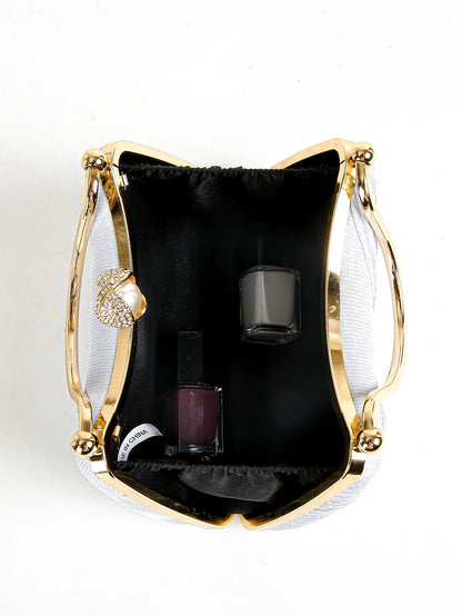 Ruched Glitter Evening Clutch Bag