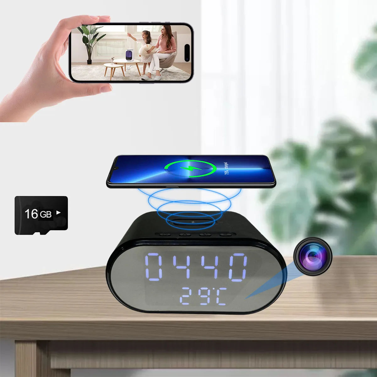 Smart 4K HD WiFi Clock Camera with Motion Detection