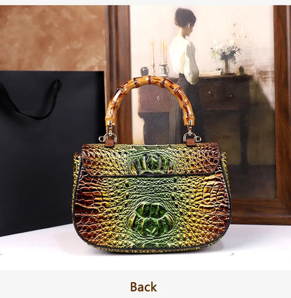 Crocodile Pattern Top Handle Handbag