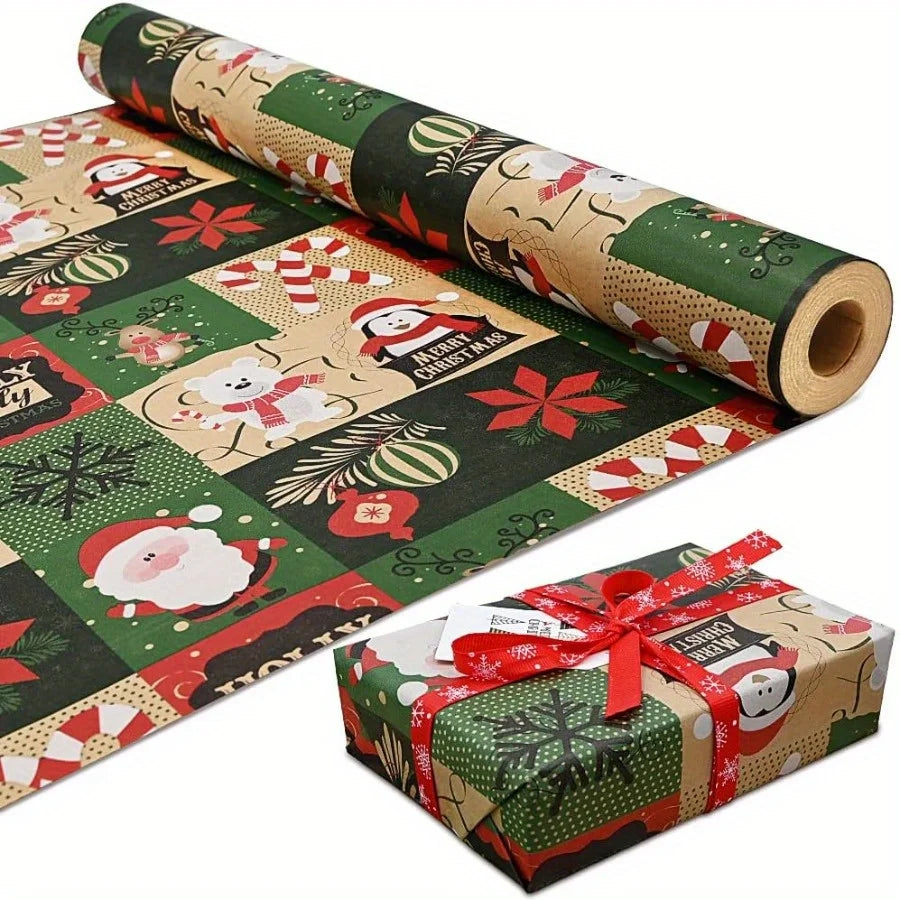 Christmas Kraft Gift Wrapping Paper Roll