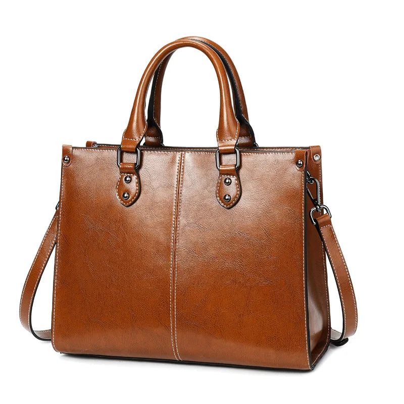 Genuine Leather Tote & Crossbody Handbag