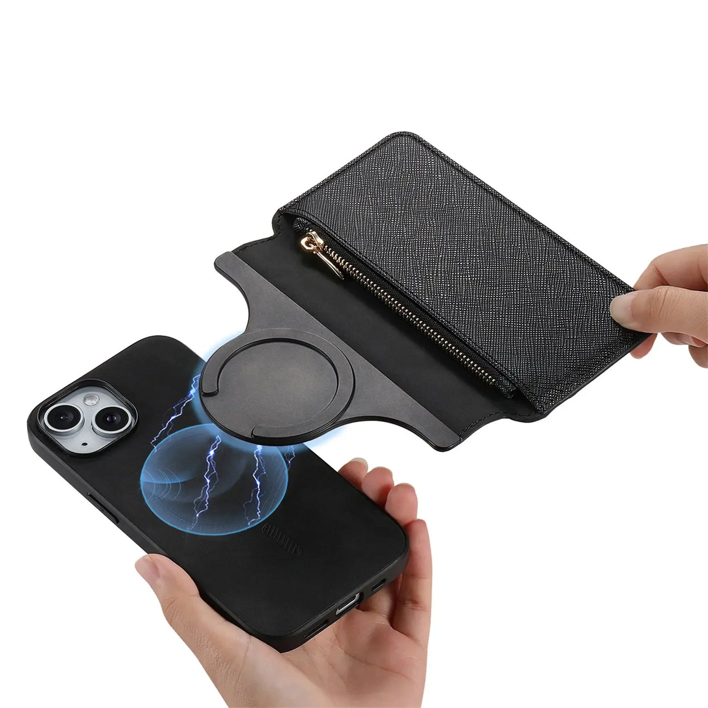 2 in 1 Magnetic Leather Wallet Case For iPhone