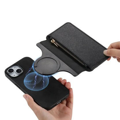 2 in 1 Magnetic Leather Wallet Case For iPhone
