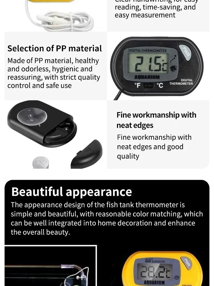 Waterproof LCD Fish Tank & Reptile Habitat Thermometer