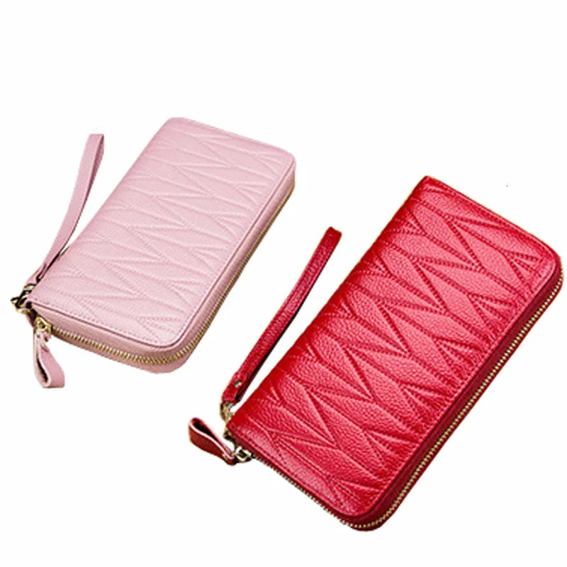 Genuine Cow Leather Zip-Around Wallet with 36 Card Slots