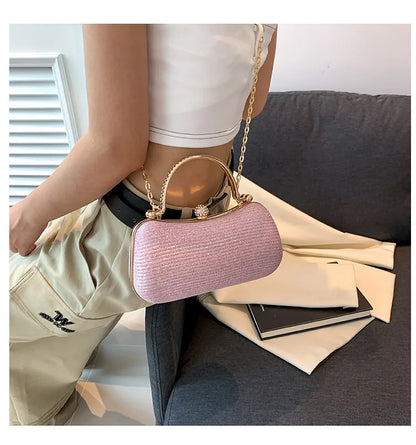 Heart-Shaped Evening Clutch Bag with Chain Strap