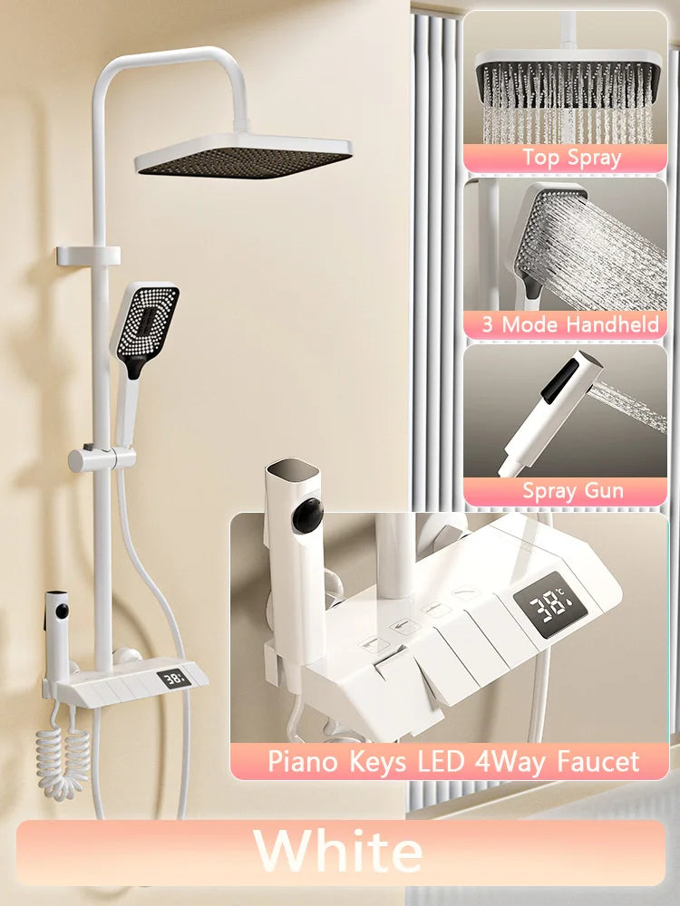 Digital LED Rainfall Shower System with Hand Shower