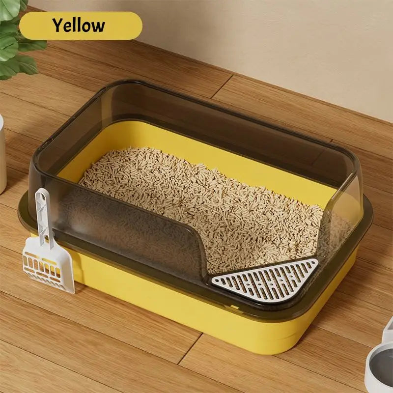 Semi-Enclosed Cat Litter Box with Scoop