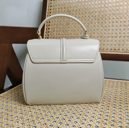 Genuine Split Leather Top Handle Satchel Bag