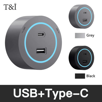 Wall Power Track Socket – USB Type-C Charging & Multi-Plug Outlet