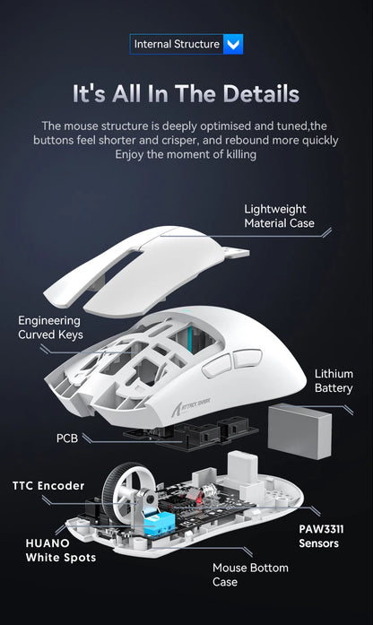 Ultra-Light RGB Gaming Mouse with PAW3311 Sensor & Magnetic Charging