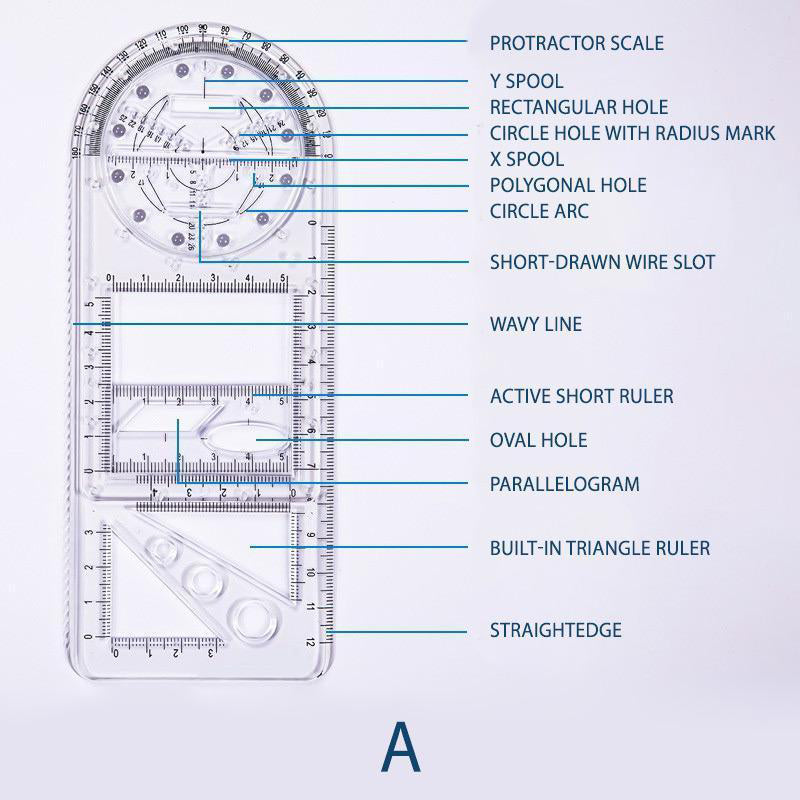 Multifunctional Geometric Drawing Ruler