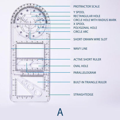 Multifunctional Geometric Drawing Ruler