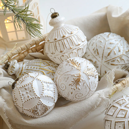 White & Gold Christmas Bauble Ornament