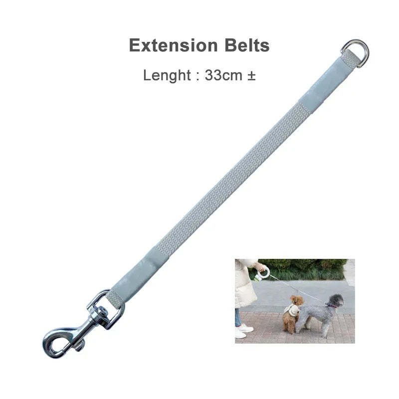Pet Leash Extension Belt with Poop Bag Dispenser