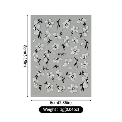 5D Glitter Floral Nail Art Stickers
