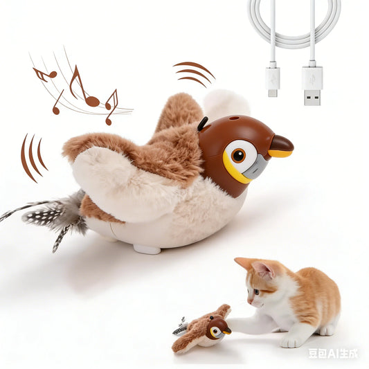 Interactive Rechargeable Chirping Bird Cat Toy