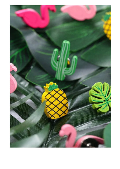 Decorative Wooden Flamingo & Cactus Push Pins