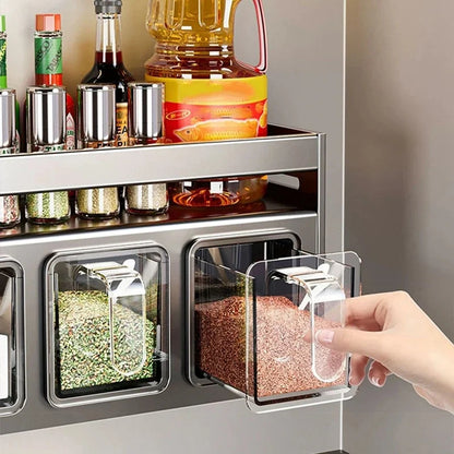 Wall Mounted Kitchen Storage Organizer with Spice Jar Holder