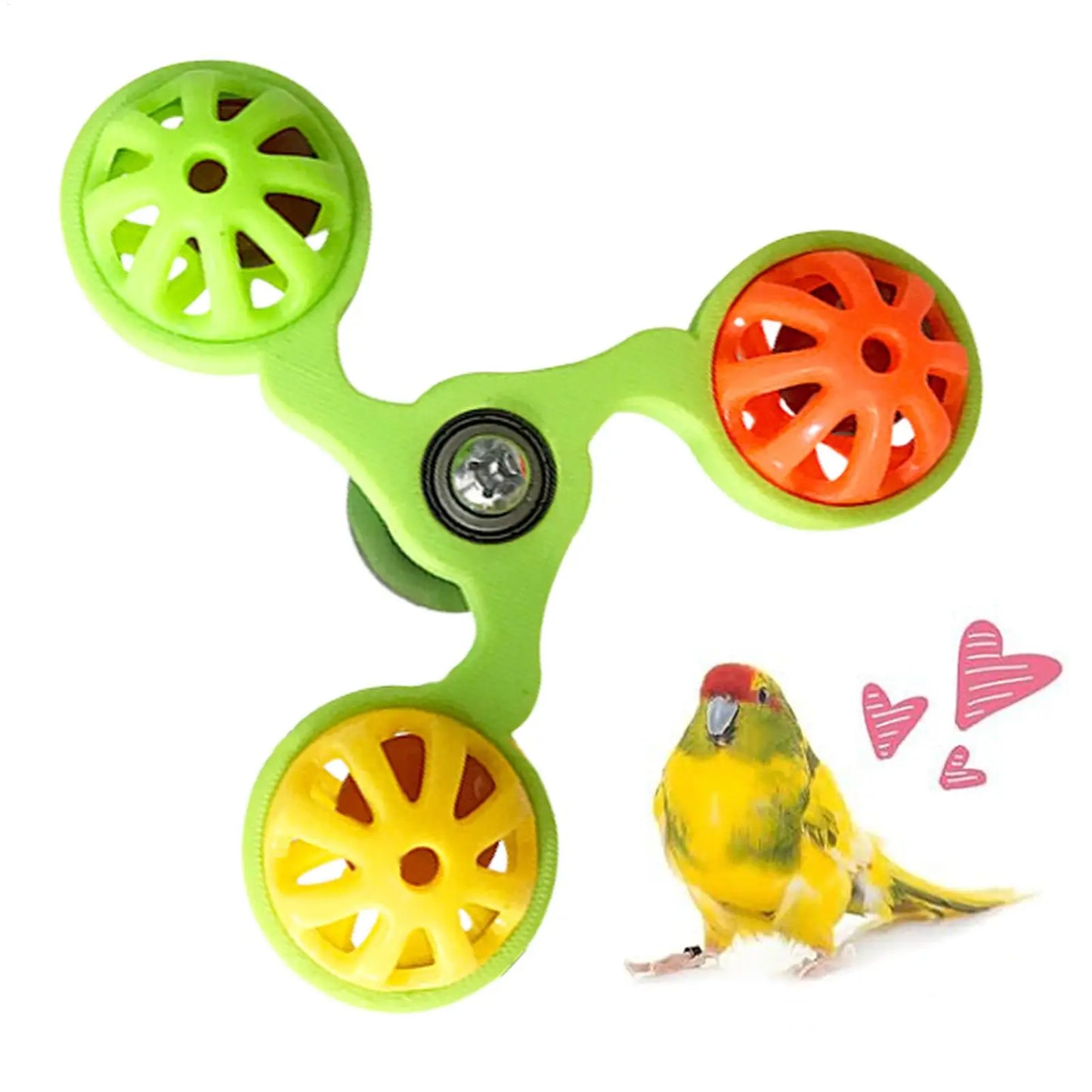 Interactive Rotating Windmill Bird Toy with Bells
