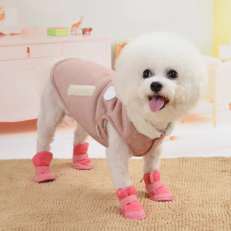 4Pcs/set Warm Dog Shoes