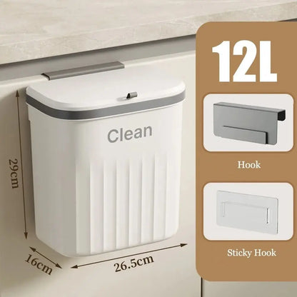 Wall-Mounted Under Sink Trash Can with Lid – 8.5L & 12L